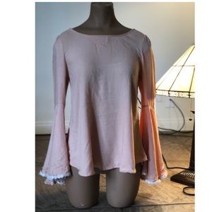 Peach, bell sleeve blouse